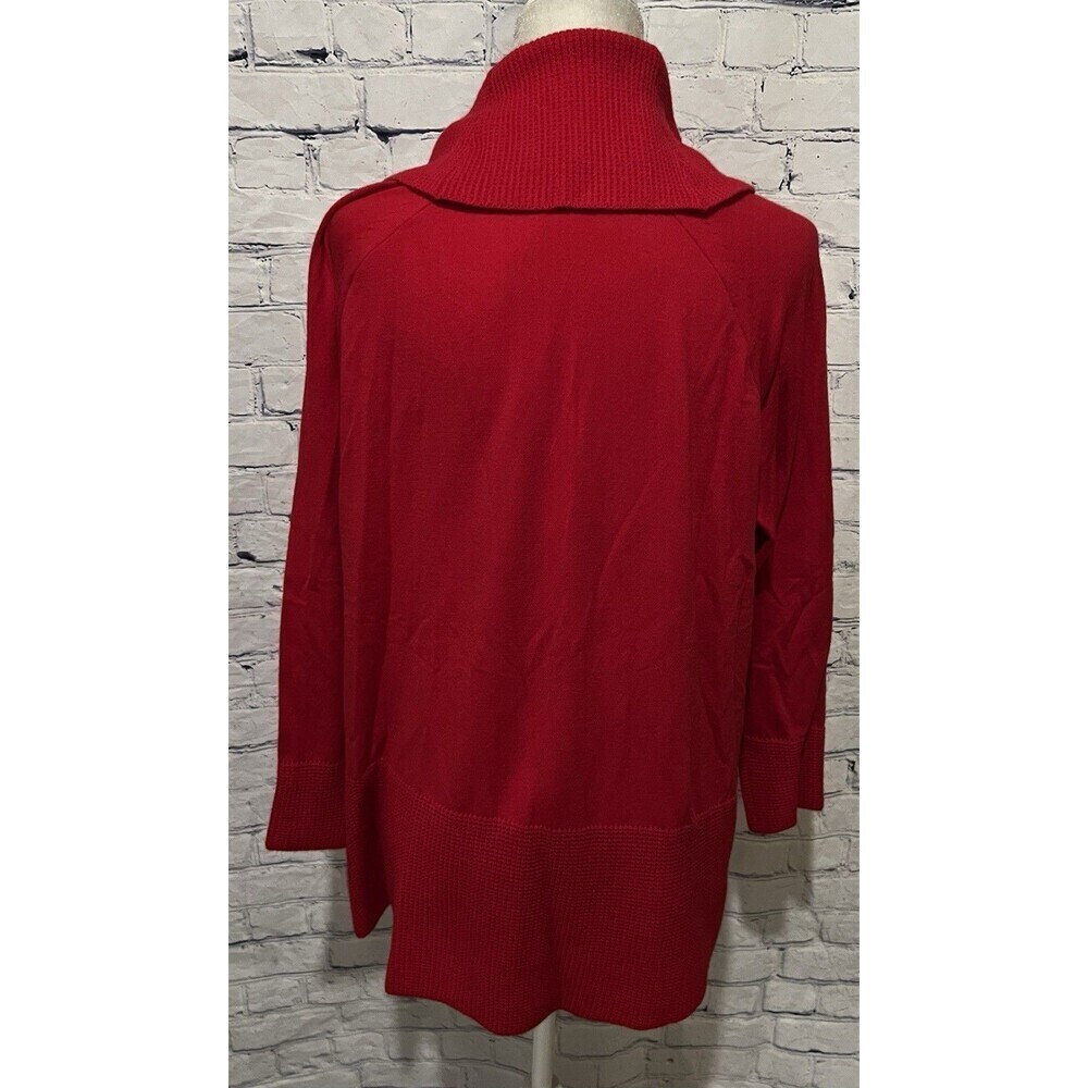 CYRUS Women's PLUS Size 1X Cowl Neck Tunic Sweater Cab Red Waffle Knit - $110 - Picture 5 of 8